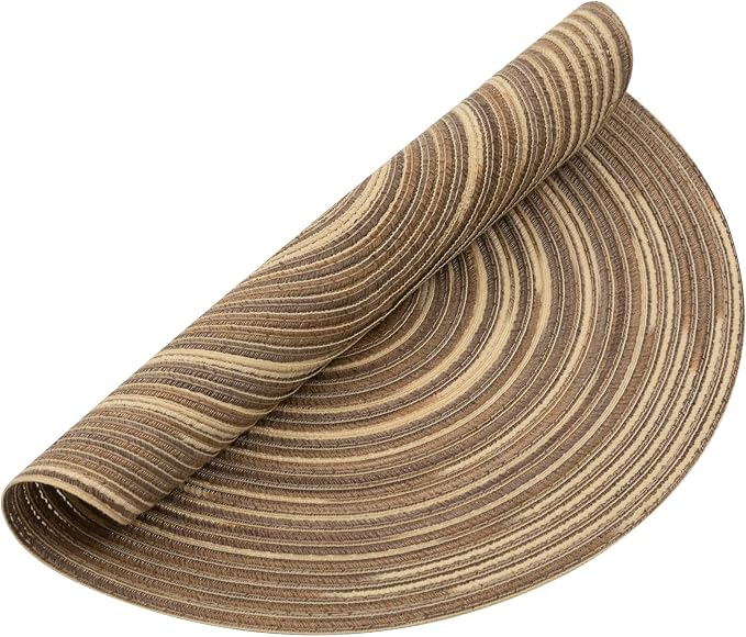 SHACOS Round Placemats Set of 6 Washable 15 inch Variegated Braided Round Place - Image 6