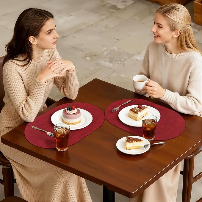 Placemats Set of 8, 11.8 x 17 Inch, Waterproof Wipeable Reversible PU Placemat - Image 7