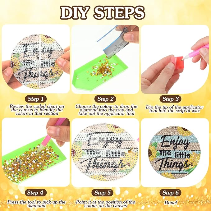 Sunnyray 8 Pcs Sunflower Diamond Painting Coasters Diamond Art Coasters - Image 4