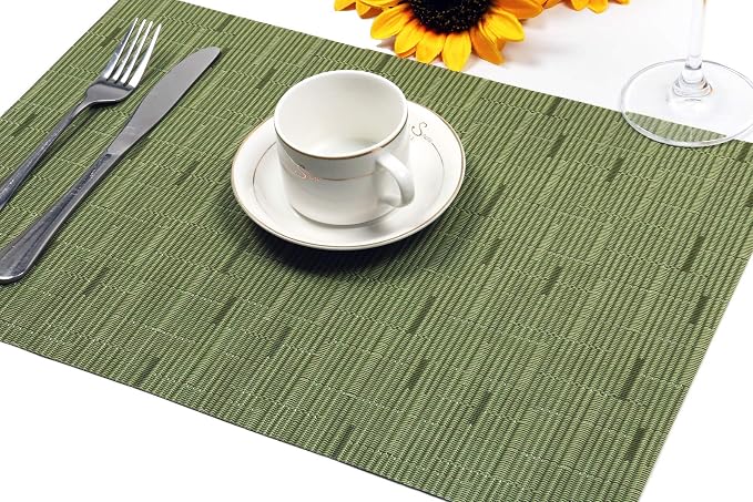 SHACOS Placemats Set of 6 Woven Vinyl Place Mats - Image 7