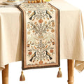 bilin gaier Designer French Linen Extra Long Table Runner, Floral Pattern by bilingaier