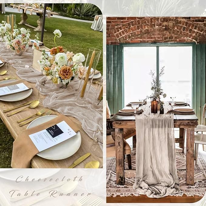 6 Pcs Cheesecloth Table Runner 10FT Rose Brown Runner - Image 5