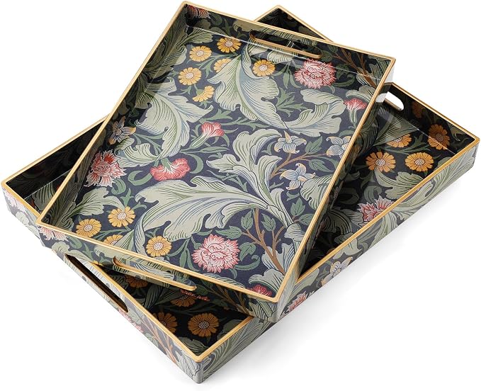 2 Pcs Serving Trays with Handles, Plastic Tray by Unknown