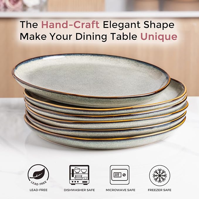 AmorArc Ceramic Plates Set of 6, 8.5 Inch Stoneware Small Dinner Plates Set | - Image 3