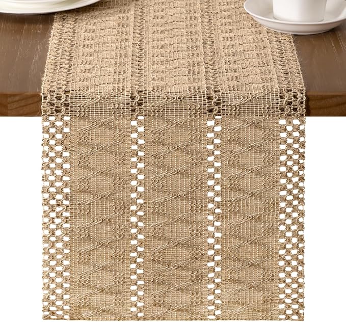 MLMW Boho Table Runner 72 inches Small Coffee Table Runner Rustic Burlap by MLMW