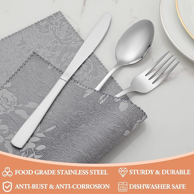 40 Pcs Silverware Set, Stainless Steel Flatware Set - Image 3