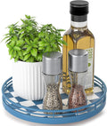 Blue and White Checkerboard Lazy Susan by AMH
