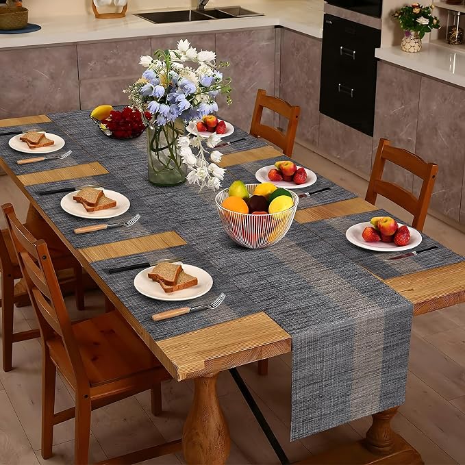Aofmee Table Runner and Placemats Set of 6 Washable, Heat Resistant Place Mats - Image 2