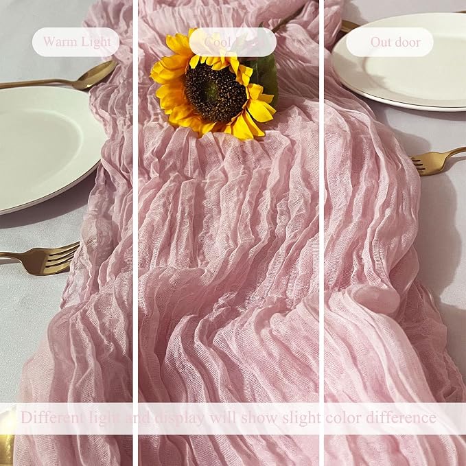 6Pack Light Pink Table Runner 20 x 120 inch Boho Cheesecloth Table Runner | - Image 5