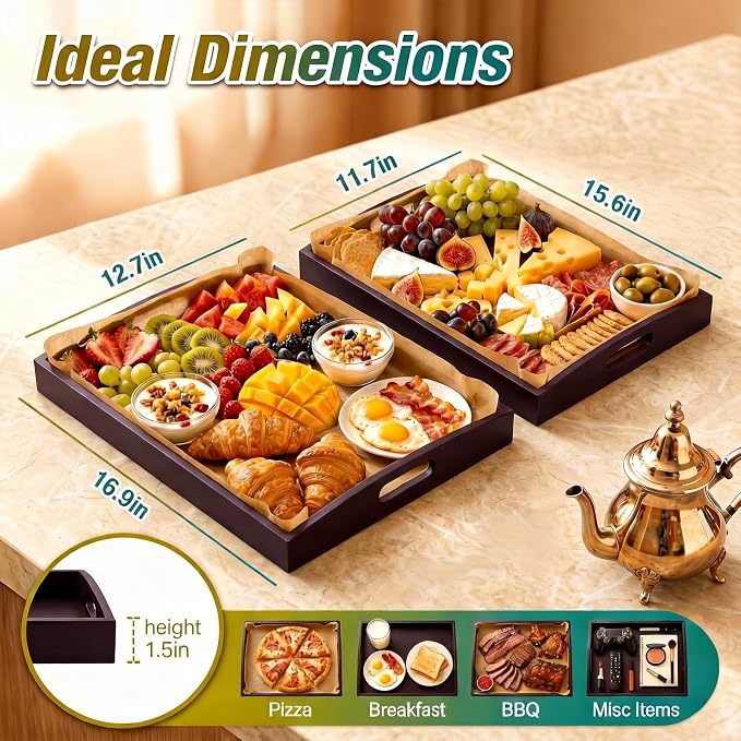 Dark Brown Bamboo Serving Tray Set of 2 - Image 2