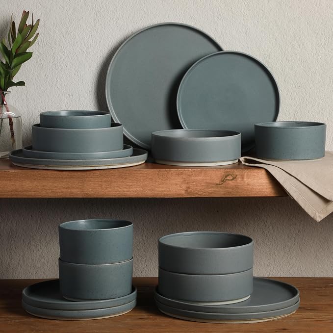 Gibson Elite Tatum Premium Porcelain Matte Reactive Glaze 16-Piece Plates and - Image 3