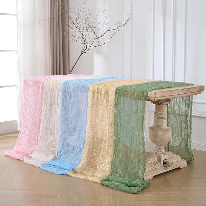 12 Pack Tan Beige Cheesecloth Table Runners, 120 Inch 10Ft Gauze Table Runner - Image 8