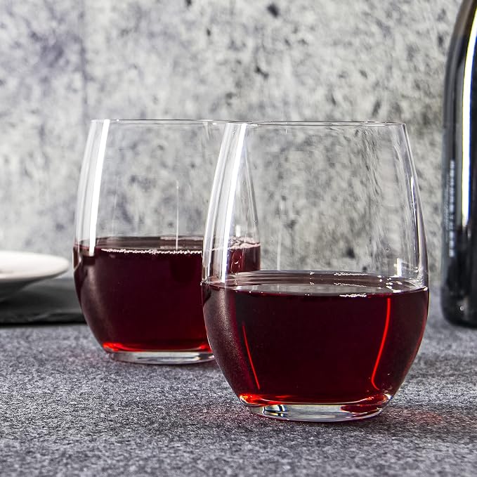 FAWLES Stemless Wine Glasses Set of 12, 15 Ounce Smooth Rim Standard Wine Glass - Image 6