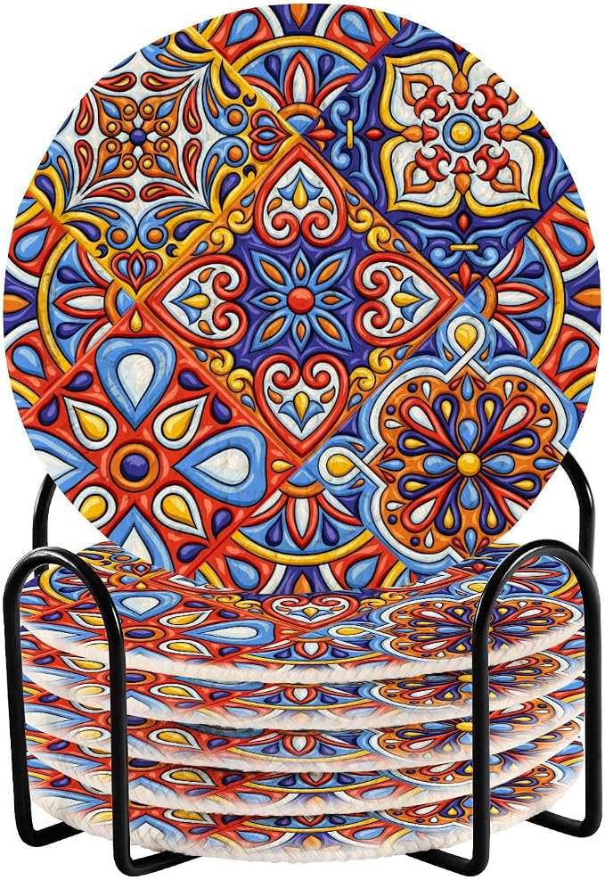 YETTASBIN Mexican Talavera 6 Pcs Drink Coasters by Unknown