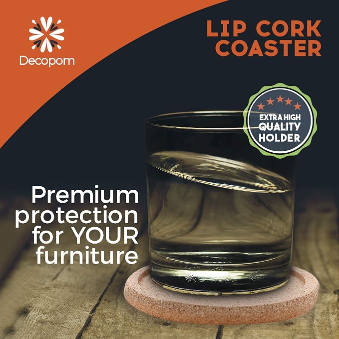 Cork Coasters with Lip for Drinks Absorbent | 12 Set 4 Inch Thick Rustic Saucer - Image 9