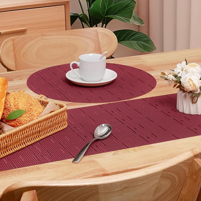 Table Runner 55 Inches Long, Vinyl Woven Heatproof Table Runners | Washable - Image 4