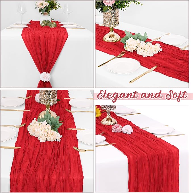 16 Pack Red Cheesecloth Table Runners 20x120 Inch Gauze Table Runner 10FT - Image 4