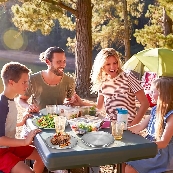 Metal Camping Plates, 4 Pack 9.1 inch 304 Stainless Steel Plates, Reusable - Image 7