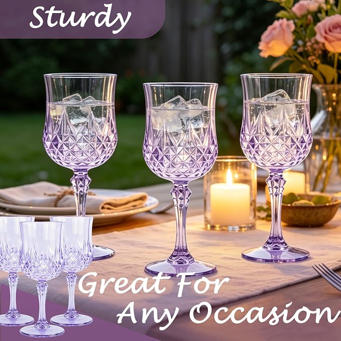 24Pack Plastic Wine Glasses, 7oz Vintage Goblets - Image 6