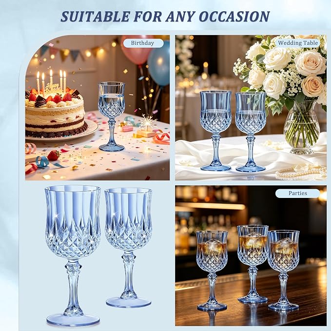 7OZ Plastic Wine Glasses, Reusable Vintage Goblets Unbreakable Drinking Glasses - Image 6