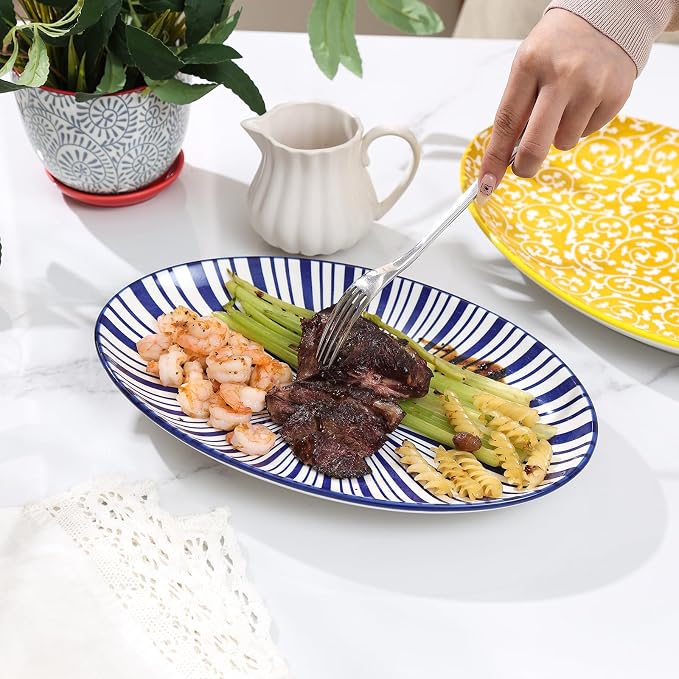 Selamica 12 Inch Ceramic Oval Serving Platters Set of 4, Serving Plates - Image 5