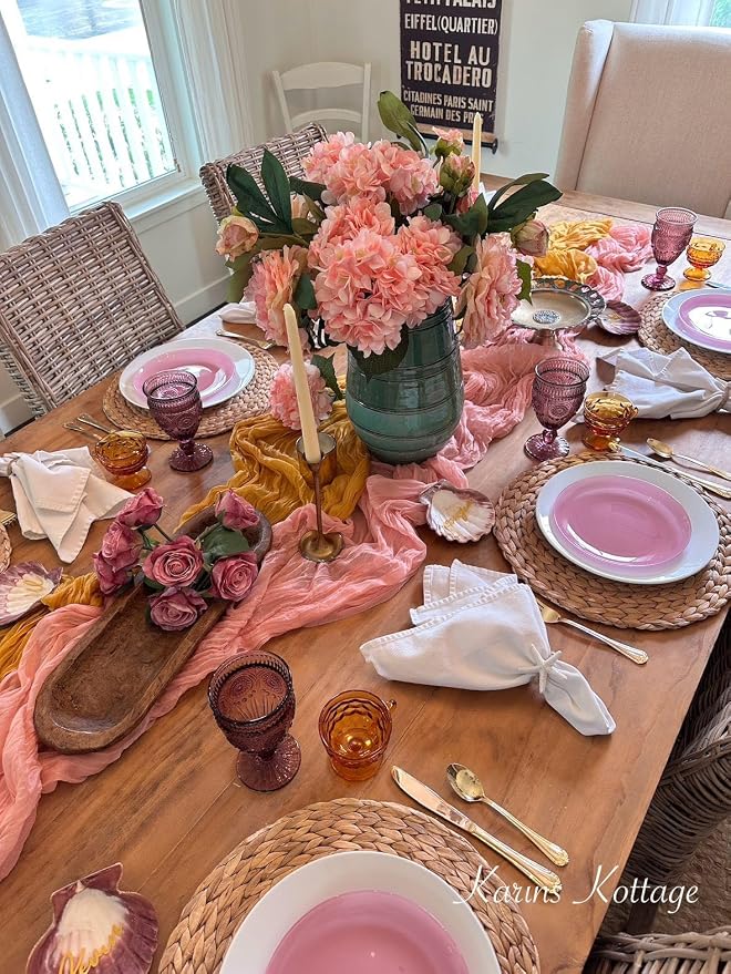 10Pc Pink Cheesecloth Table Runner Girl Baby Shower Bridal Decoration | 35x120 - Image 5
