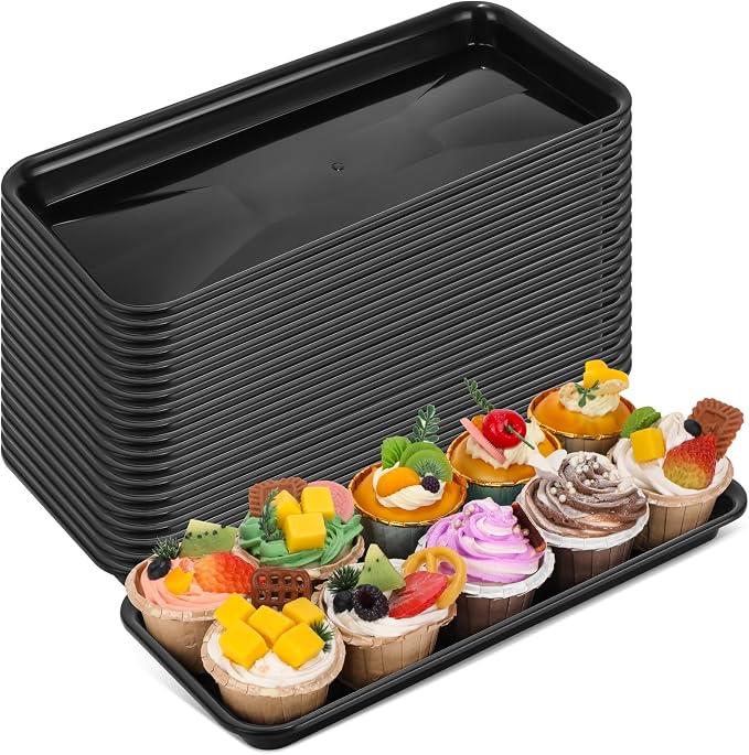 20 Pcs Serving Platters 14 x 6 Inch Rectangle Serving Trays Reusable Food Tray by Ziliny
