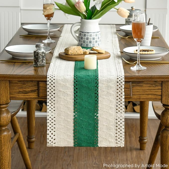 Artoid Mode Emerald Green Farmhouse Rustic Table Runner 12x108 Inch | Seasonal - Image 2