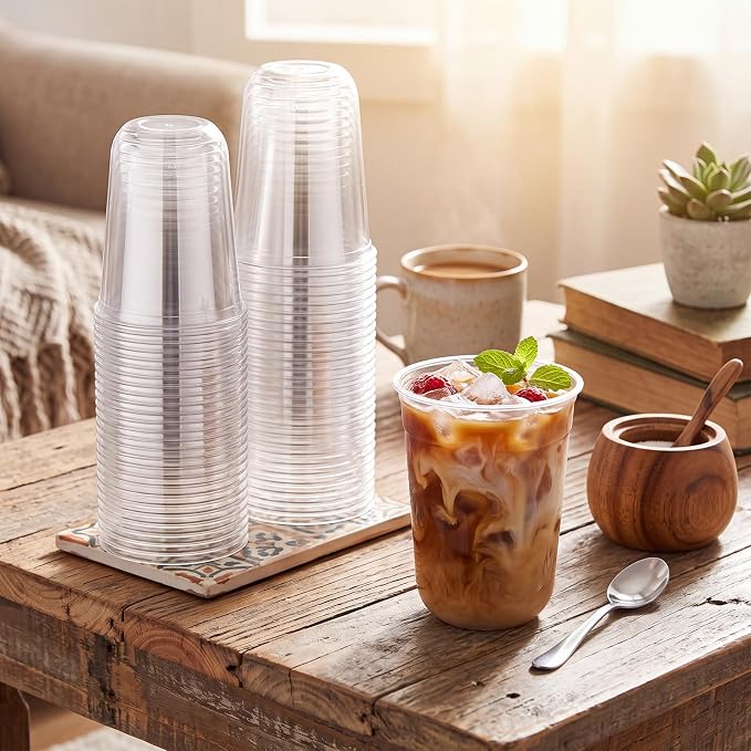 Ziliny 200 Pcs Disposable Stemless Glasses 16oz Crystal Plastic Wine Glasses - Image 2