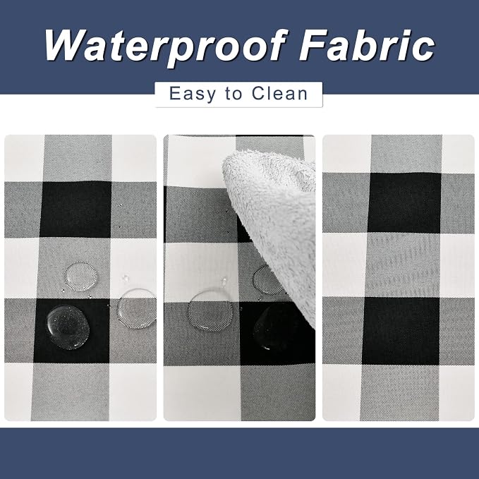 Buffalo Plaid Table Runner Black and White 14W x 36L, 1 Piece | Waterproof - Image 5