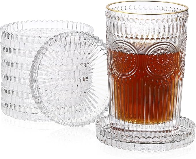 JUXYES Set of 8 Heat-Resistant Clear Glass Coaster by JUXYES