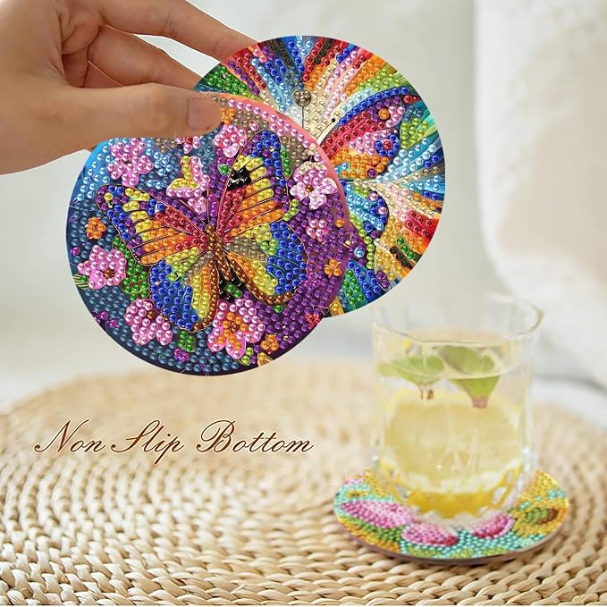 Mrnsiet 8PCS Butterfly Diamond Art Coasters Kits - Image 2
