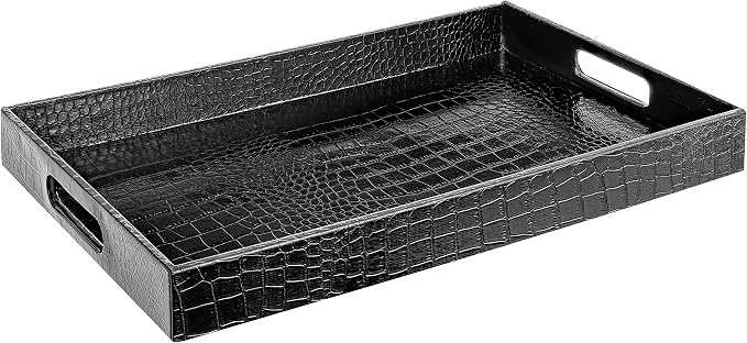 Black Leather Serving Tray by HomeRedefined