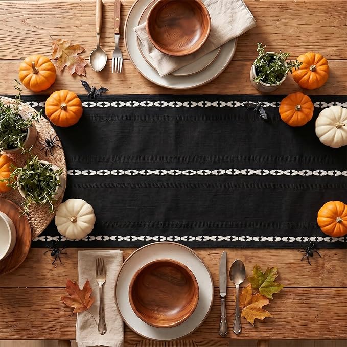 Artoid Mode Black Rustic Cotton Linen Table Runner, Seasonal Halloween - Image 6