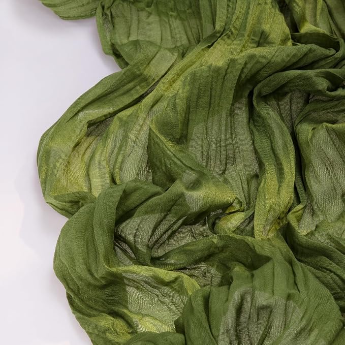 DeZerlor Olive Green Cheesecloth Table Runners 4 Pack Fall Runners | 120Inch - Image 3
