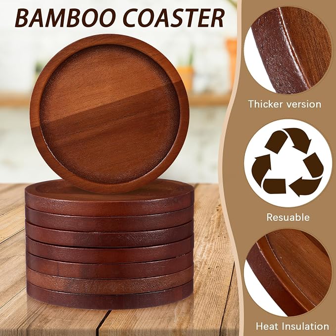 Patelai 20 Pcs Round Bamboo Coasters - Image 4