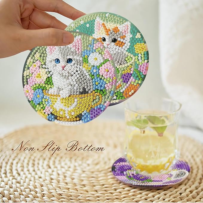 Mrnsiet 8PCS Cat Diamond Art Coaster Kits - Image 2