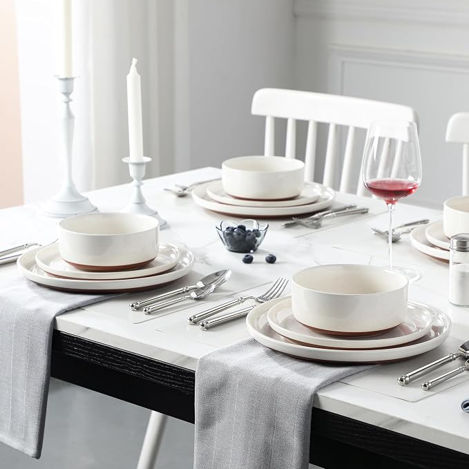 MALACASA Plates and Bowls Sets, 18 Pieces Modern Ceramic Dinnerware Set - Image 5