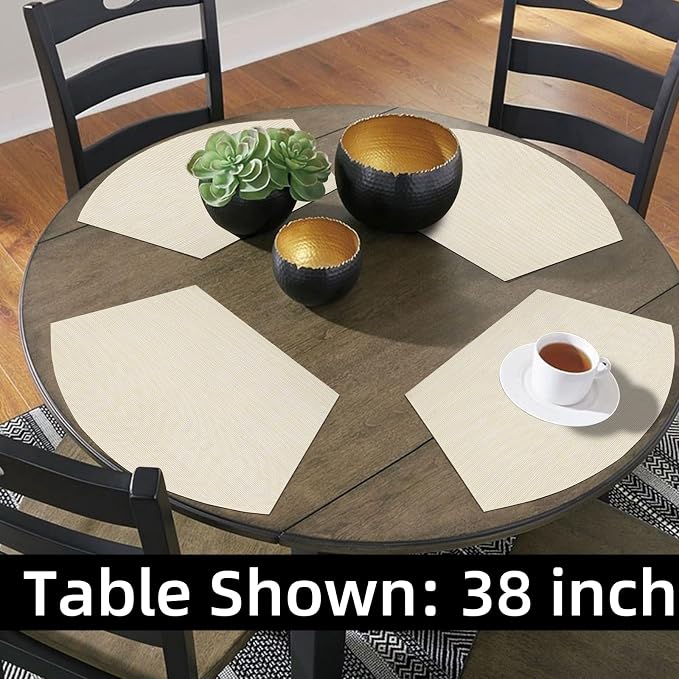 SHACOS Wedge Placemats Set of 4 Woven Vinyl Small Round Table Placemats Wipe - Image 4