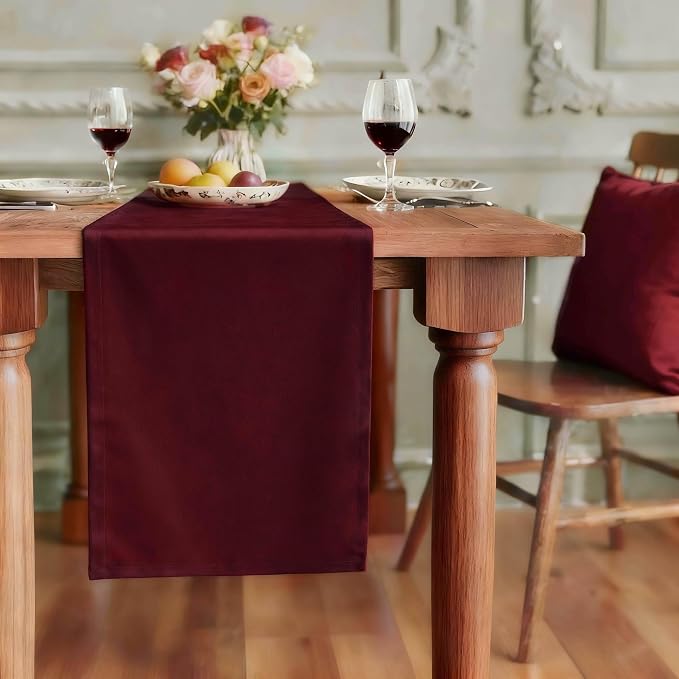 FOLINS&HOME Burgundy Waterproof Decorative Table Runner 36 Inches Long | 210GSM by FOLINSHOME