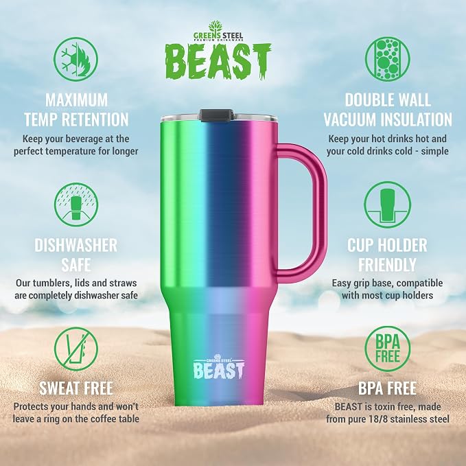Beast 50 oz Tumbler with Handle Stainless Steel Vacuum Insulated Coffee Ice Cup - Image 9