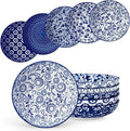 vancasso Selene 8.5" Pasta Bowls Set of 6, 40 oz Porcelain Shallow Salad Bowls by vancasso