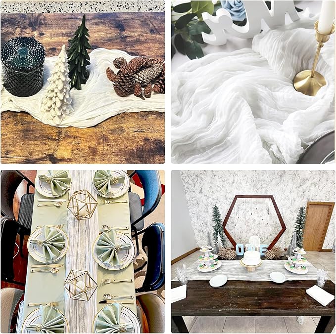 10 Pack White Cheesecloth Table Runner 6FT Boho Gauze Fabric Table Runner - Image 7
