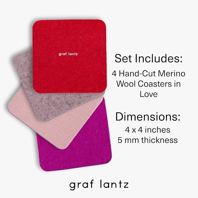 Graf Lantz - Bierfilzl Merino Wool Square Coasters Set of 4 - Love - Absorbs - Image 4