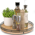 AMH 12-Inch Farmhouse Oak Lazy Susan Organizer | Smooth rotating oak tray by AMH