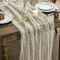 Artoid Mode Beige Gold Gauze Table Runner 120 Inch 10Pcs, Glitter Metallic Foil by ArtoidMode