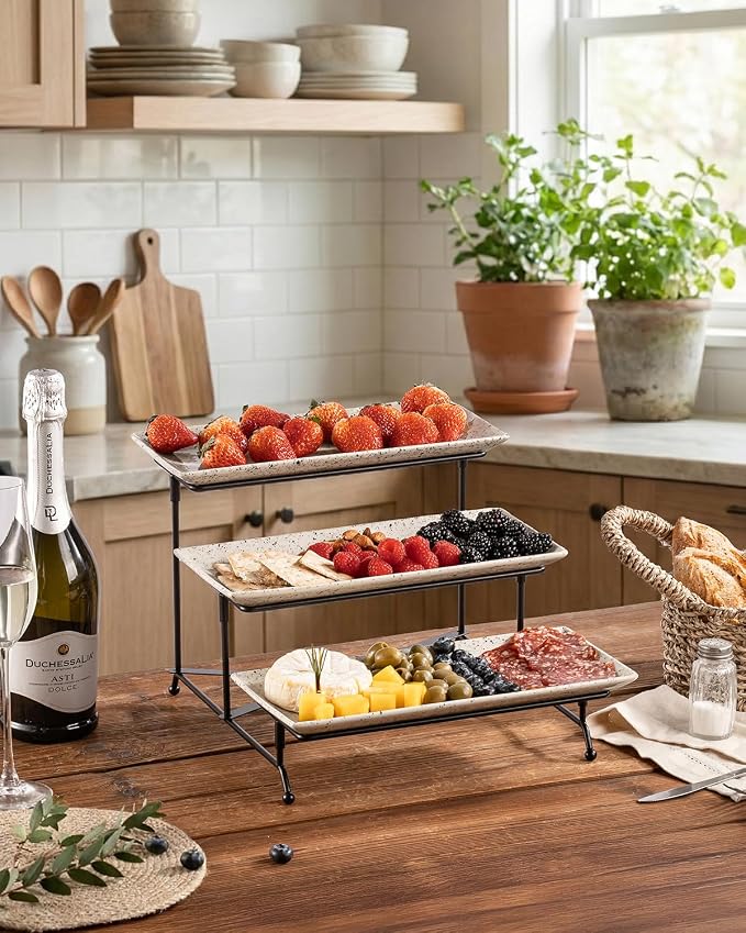 LAUCHUH 3 Tier Serving Tray, Porcelain Serving Platters and Trays - Image 6