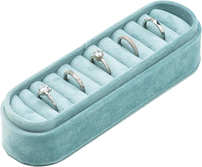 Velvet Small Multiple Ring Box Portable Organizer Display Storage | Travel Case - Image 2