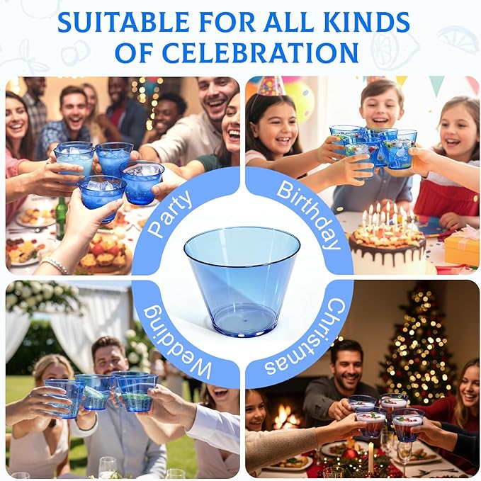Glowserve 9 OZ Royal Blue Disposable Plastic Cups Cocktail Cup 50 Pack | Fancy - Image 6