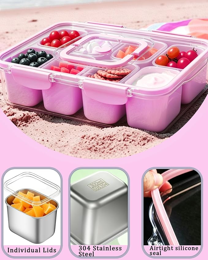Snackle Box Container, Stainless Steel Divided Serving Tray - Image 4